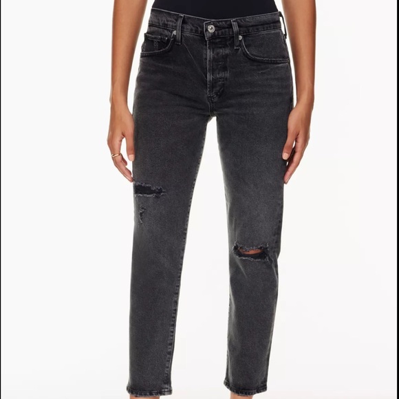 Citizens Of Humanity Denim - Citizens of Humanity Emerson Slim Boyfriend Distressed Black Denim Jean Size 27